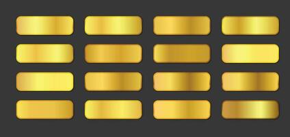 uppsättning av gul guld metallisk gradienter. guld metall lutning samling. guld lutning uppsättning vektor