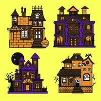 illustration vektor grafisk halloween hus uppsättning illustration