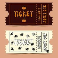 Halloween Tickets mit gespenstisch Text, retro Stil mit Spinnen und Kürbisse vektor