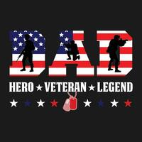 rolig pappa hjälte veteran- legend gåva t-shirt vektor