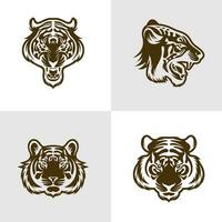 uppsättning av huvud tiger vektor illustration design. huvud tiger logotyp design mall.