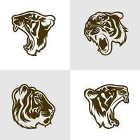 einstellen von Kopf Tiger Vektor Illustration Design. Kopf Tiger Logo Design Vorlage.
