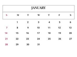 2024 januari kalender vektor