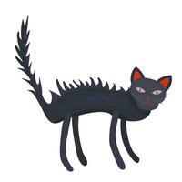 skrämmande häxa svart katt, vektor Färg illustration för halloween