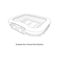 linje konst design av saudi arabias internationell stadion, al-awwal parkera stadion, mrsool parkera stadion i riyadh stad vektor