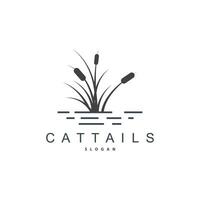 bäckar och cattails flod logotyp, gräs design enkel minimalistisk illustration vektor mall