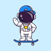 süß cool Astronaut spielen Skateboard Karikatur Vektor Symbol Illustration. Wissenschaft Sport Symbol Konzept isoliert Prämie Vektor. eben Karikatur Stil