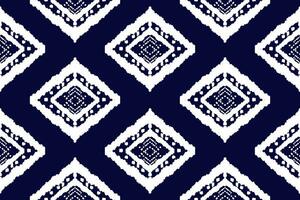 nahtlos Muster von Ikat Paisley, traditionell nahtlos Muster, Blau Hintergrund, aztekisch Stil, Stickerei, abstrakt, Vektor, Design Illustration zum Textur, Stoff, drucken. vektor