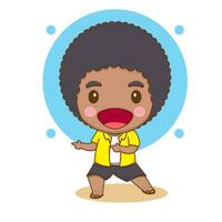 süß afro Junge Chibi Charakter Illustration vektor