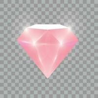 vektor dyrbar sten rosa Färg, rubin i tecknad serie stil. juvel, skatt, pärla, lysande, diamant, kristall