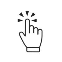 Vektor Hand klicken Symbol im modisch Gliederung Stil Design. Vektor Grafik Illustration. klicken Symbol zum Webseite Design