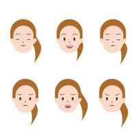 kvinna eller flicka tecknade serier känslor. ansiktsbehandling uttryck vektor
