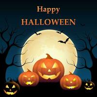 Halloween Poster. unheimlich Party Einladung Vorlage mit unheimlich Kürbis Halloween Vektor Hintergrund