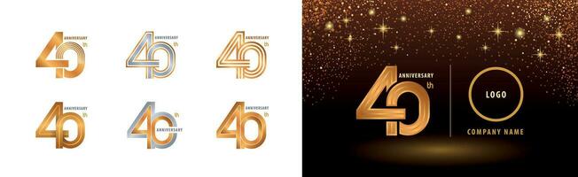 uppsättning av 40:e årsdag logotyp design, fyrtio år årsdag firande vektor