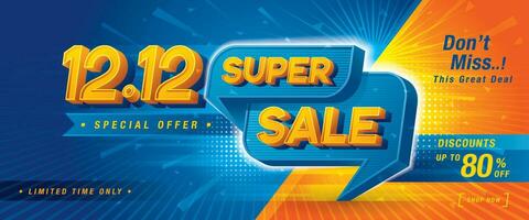 12.12 Einkaufen Tag Super Verkauf Banner Vorlage Design Besondere Angebot Rabatt vektor