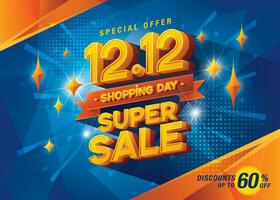 12.12 handla dag super försäljning baner mall design särskild erbjudande rabatt vektor
