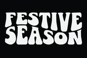 festlich Jahreszeit komisch groovig wellig Weihnachten T-Shirt Design vektor