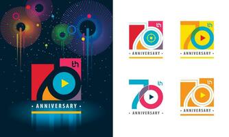 uppsättning av 70:e årsdag logotyp design, sjuttio år fira årsdag vektor