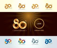 einstellen von 80 .. Jahrestag Logo Design, achtzig Jahre Feier Jahrestag Logo vektor