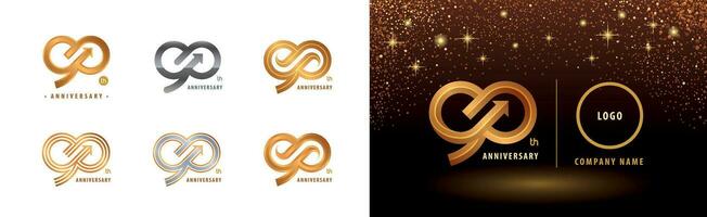 einstellen von 90 .. Jahrestag Logo Design, neunzig Jahre Jahrestag Feier vektor