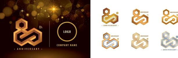 uppsättning av 80:e årsdag logotyp design, åttio år årsdag firande vektor