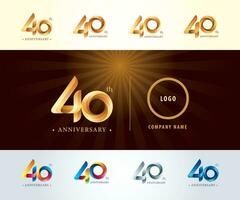 einstellen von 40 .. Jahrestag Logo Design, vierzig Jahre Feier Jahrestag Logo vektor