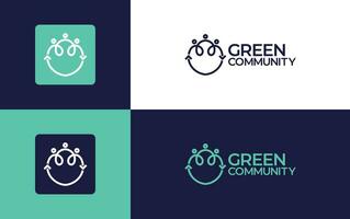 fira miljövänlig värden med detta dynamisk grön gemenskap logotyp begrepp vektor
