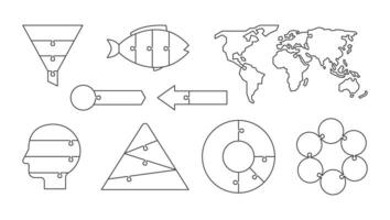 Infografik eben Linie Design Vorlage. Geschäft Puzzle Konzept. Vektor