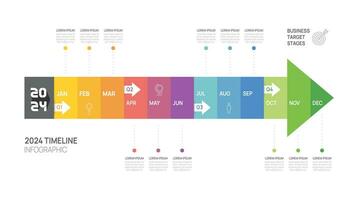 infographic design mall. 2024 företag mål pil begrepp. vektor