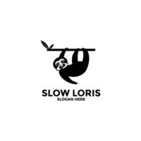 loris logotyp vektor ikon, långsam loris logotyp företag, kukang eller loris vektor logotyp mall