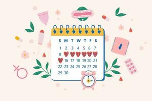 Menstruation- Kalender Zeitraum Frau Konzept vektor