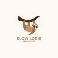 loris logotyp vektor ikon, långsam loris logotyp företag, kukang eller loris vektor logotyp mall