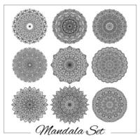 einstellen von Mandalas. geometrisch kreisförmig Ornament Satz. isoliert Vektor erarbeiten Mandalas zum Färbung Buch Drucken, Design, Logo, Yoga, indisch und Arabisch Drucke. orientalisch Verschönerung Elemente.