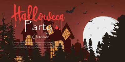 Lycklig halloween oktober 31: a baner mall oktober lura eller behandla festival, med pumpor, och kyrkogård läskigt nyanser, fladdermöss vektor