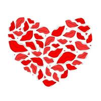 abstrakt hjärta, bestående av silhuetter av mun, kyss grafik. hand dragen illustration för t-shirts, kläder, textilier, kort för hjärtans Semester, symbol av kärlek. vektor grafik.