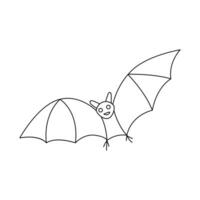 kontinuerlig ett linje teckning av fladdermus djur flygande översikt vektor illustration