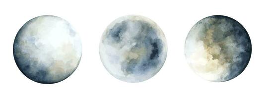 einstellen von das Mond. Aquarell Illustration. vektor