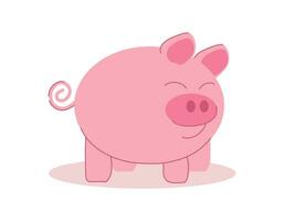 süß Rosa Karikatur lächelnd Schwein isoliert auf Weiß Hintergrund. inländisch Bauernhof Tier. Vektor Illustration