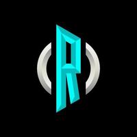 initial r gaming esport logo design modern mall vektor