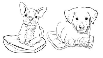 einstellen von Hand gezeichnet umrissen Tier Hund Kopf. Vektor Illustration Beagle Hund ist ein einfach Vektor skizzieren Illustration