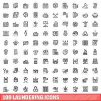100 Waschen Symbole Satz, Gliederung Stil vektor