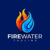 modern bunt Gradient Feuer Wasser Logo Design vektor