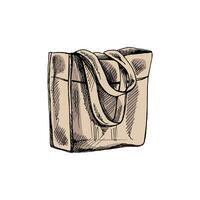 handgemalt Öko Tasche skizzieren. ökologisch Konzept, Natur Schutz, Textil- Leinen- Tasche. farbig Gekritzel Zeichnung. Jahrgang Illustration. vektor