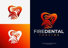 modern abstrakt dental tand flamma brand logotyp design branding vektor