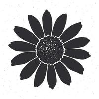 silhuett illustration av blomma daisy. hand dragen vektor mall. design element isolerat på vit bakgrund