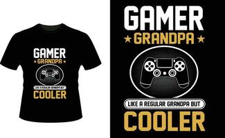 Spieler Opa mögen ein regulär Opa aber Kühler oder Großvater T-Shirt Design oder Großvater Tag t Hemd Design vektor