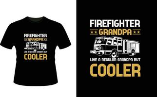 brandman morfar tycka om en regelbunden morfar men kylare eller farfar tshirt design eller farfar dag t skjorta design vektor