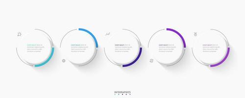 Vektor-Infografik-Etikettendesign-Vorlage mit Symbolen und 5 Optionen oder Schritten. kann für Prozessdiagramme, Präsentationen, Workflow-Layouts, Banner, Flussdiagramme und Infografiken verwendet werden. vektor