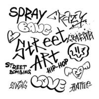 gata svart graffiti text element i de grunge stil med taggar en vit bakgrund . urban vilde spray måla konst. uppsättning kreativ vektor design Tonårs för tee t skjorta eller tröja.