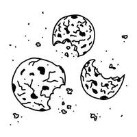 Gekritzel Karikatur Schokolade gebissen Kekse mit Krümel Illustration. Essen Bild vektor